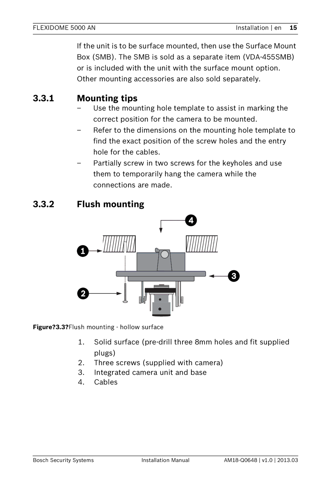 Bosch Appliances AN, 5000 installation manual Mounting tips, Flush mounting 