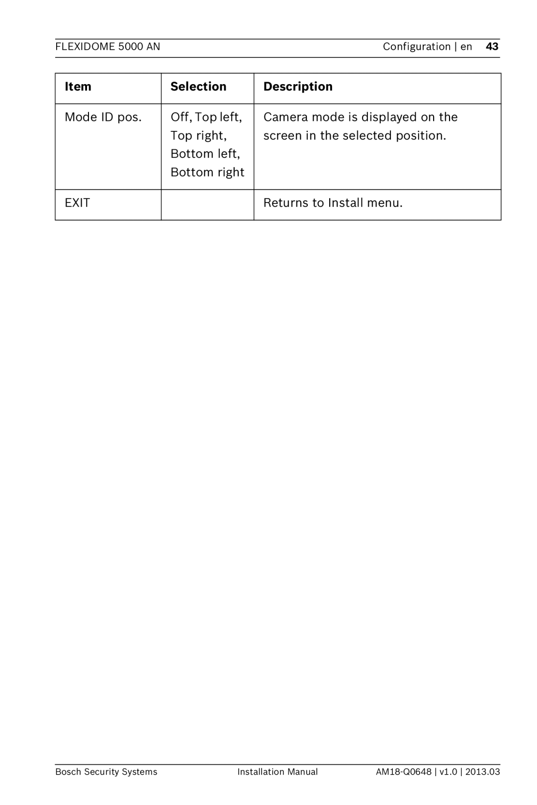 Bosch Appliances installation manual Flexidome 5000 ANConfiguration en 