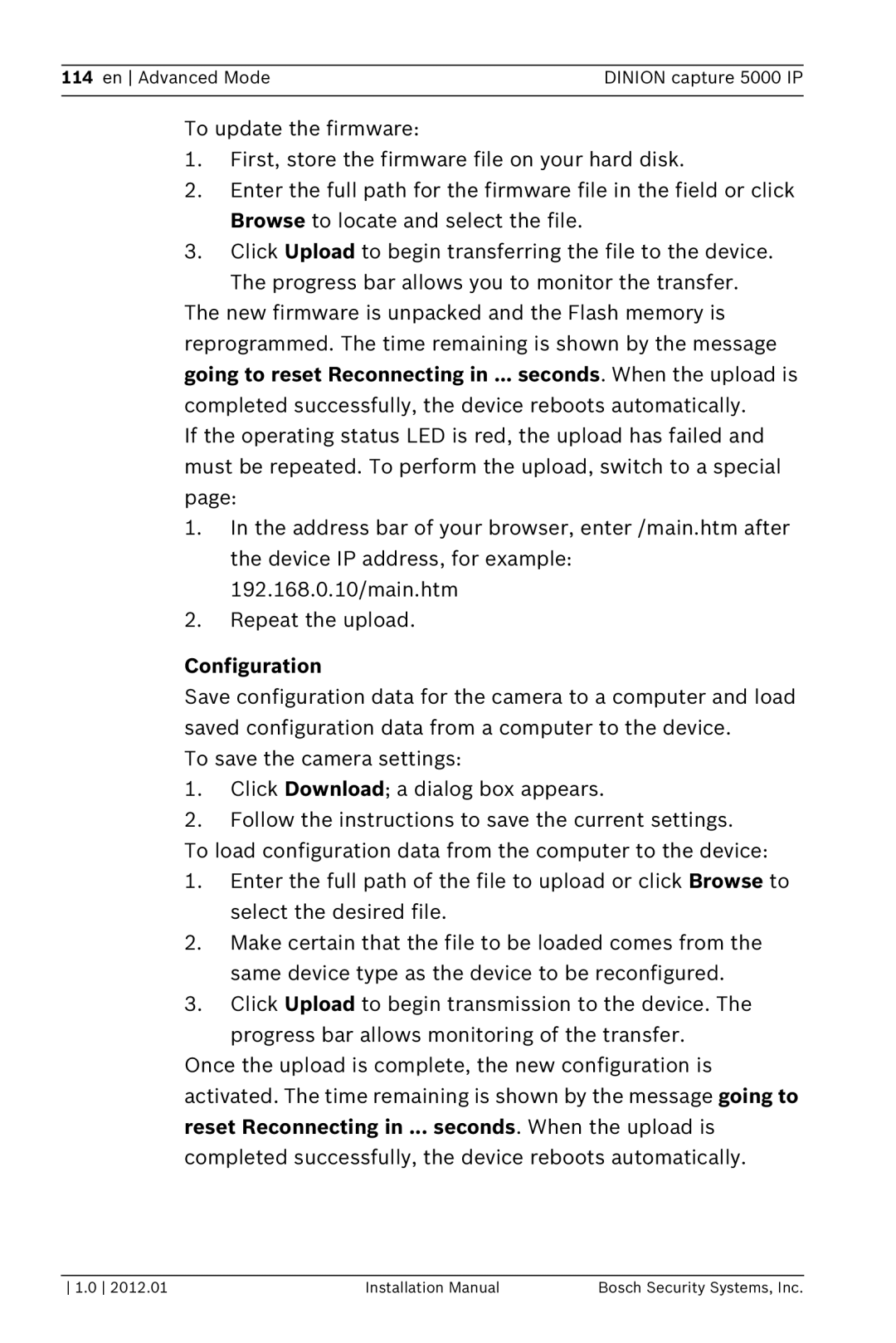 Bosch Appliances 5000 IP installation manual Configuration 