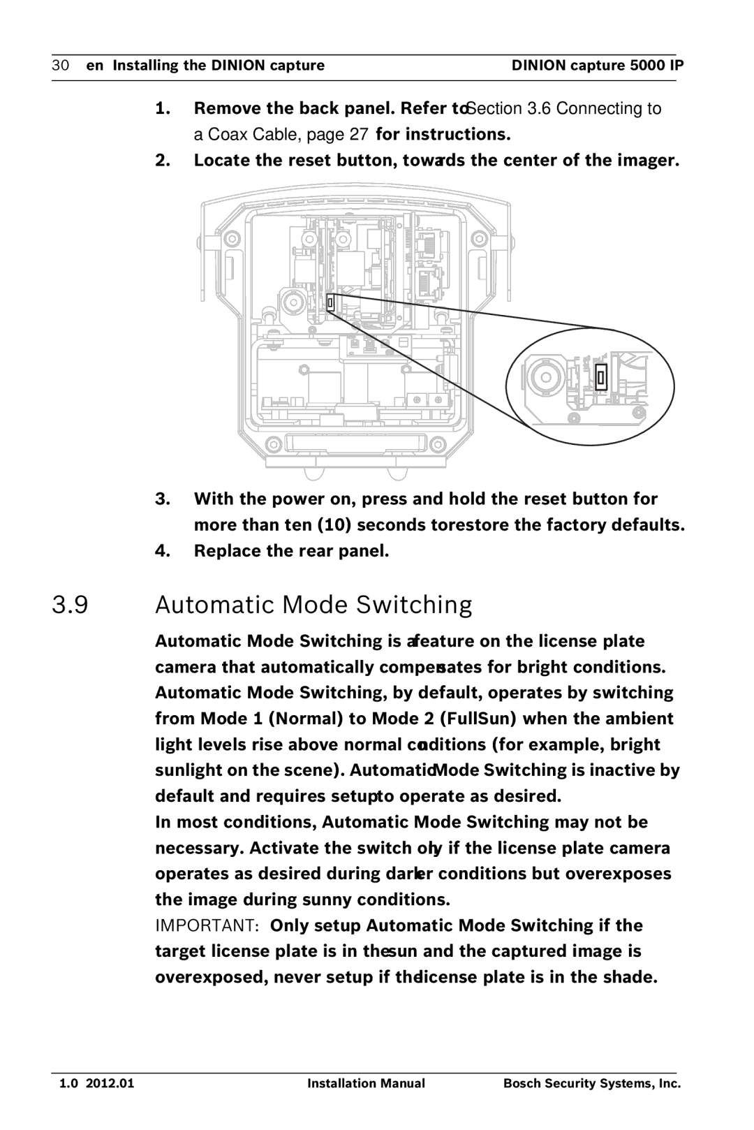 Bosch Appliances 5000 IP installation manual Automatic Mode Switching 