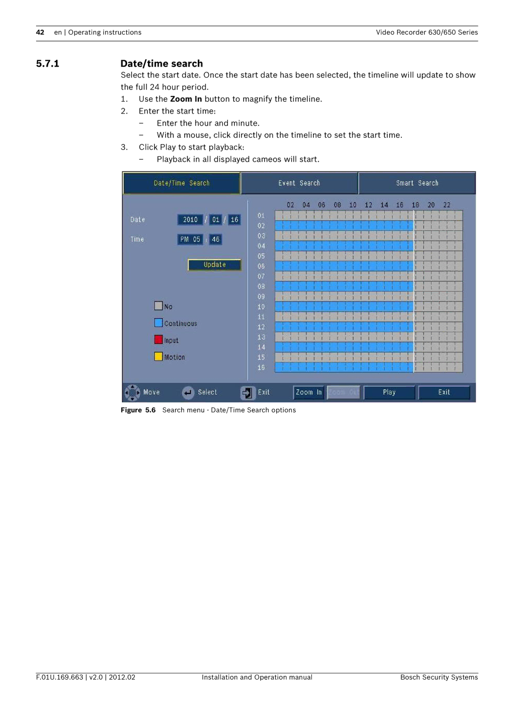 Bosch Appliances 650, 630 operation manual Date/time search 