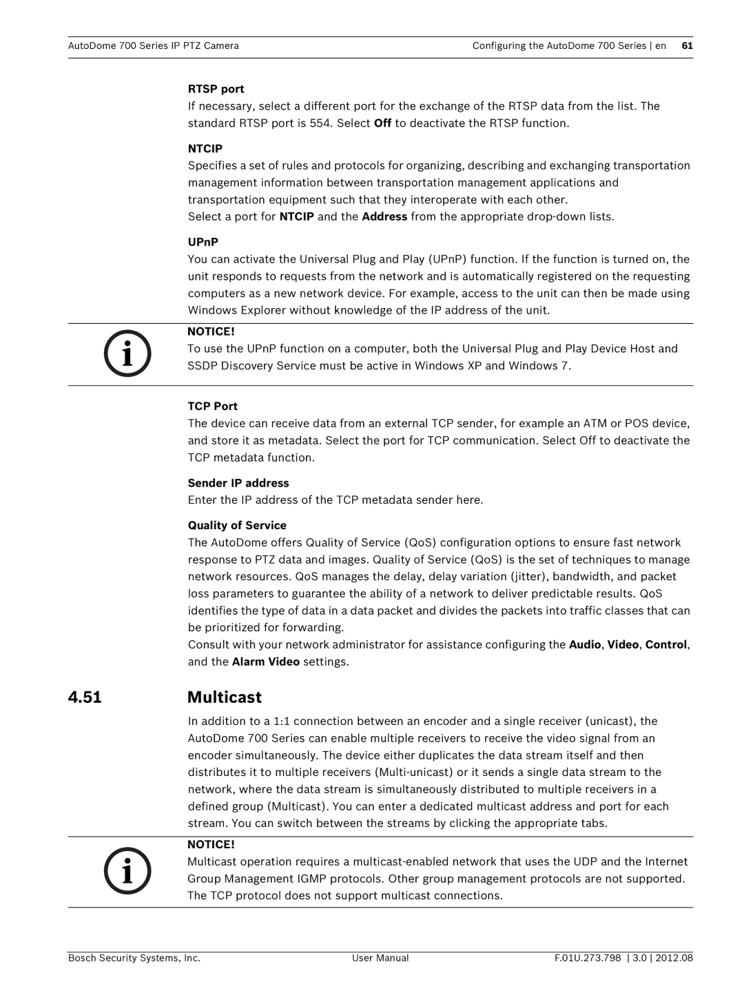 Bosch Appliances 700 user manual Multicast 