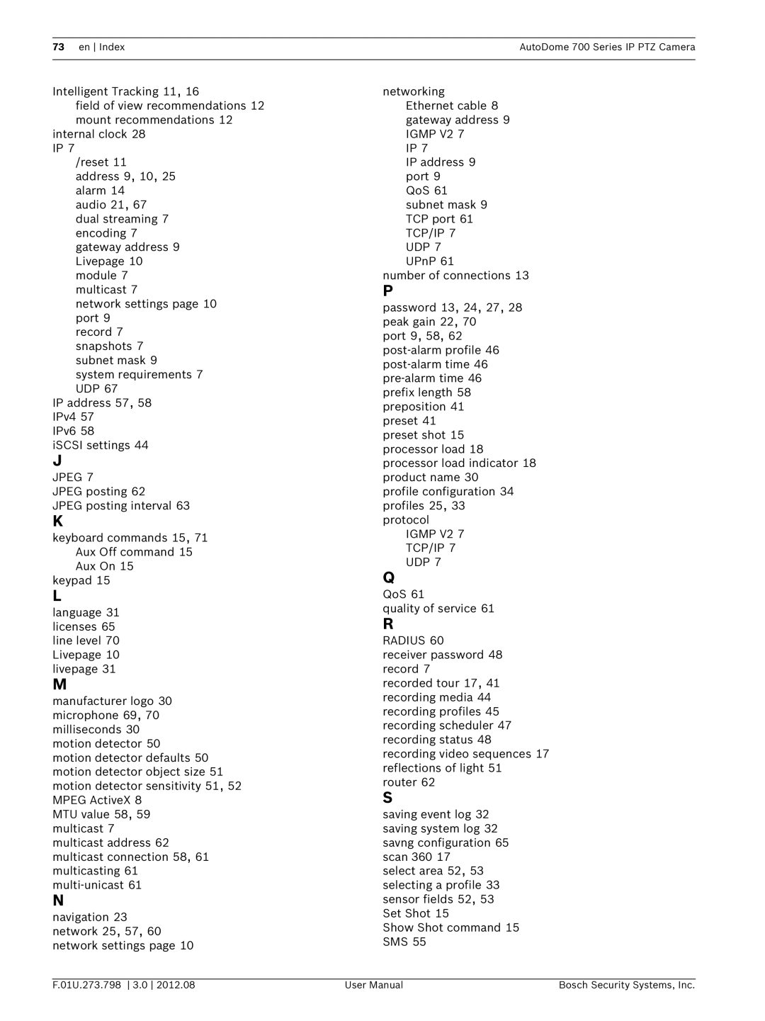 Bosch Appliances 700 user manual Igmp V2 TCP/IP 7 UDP 