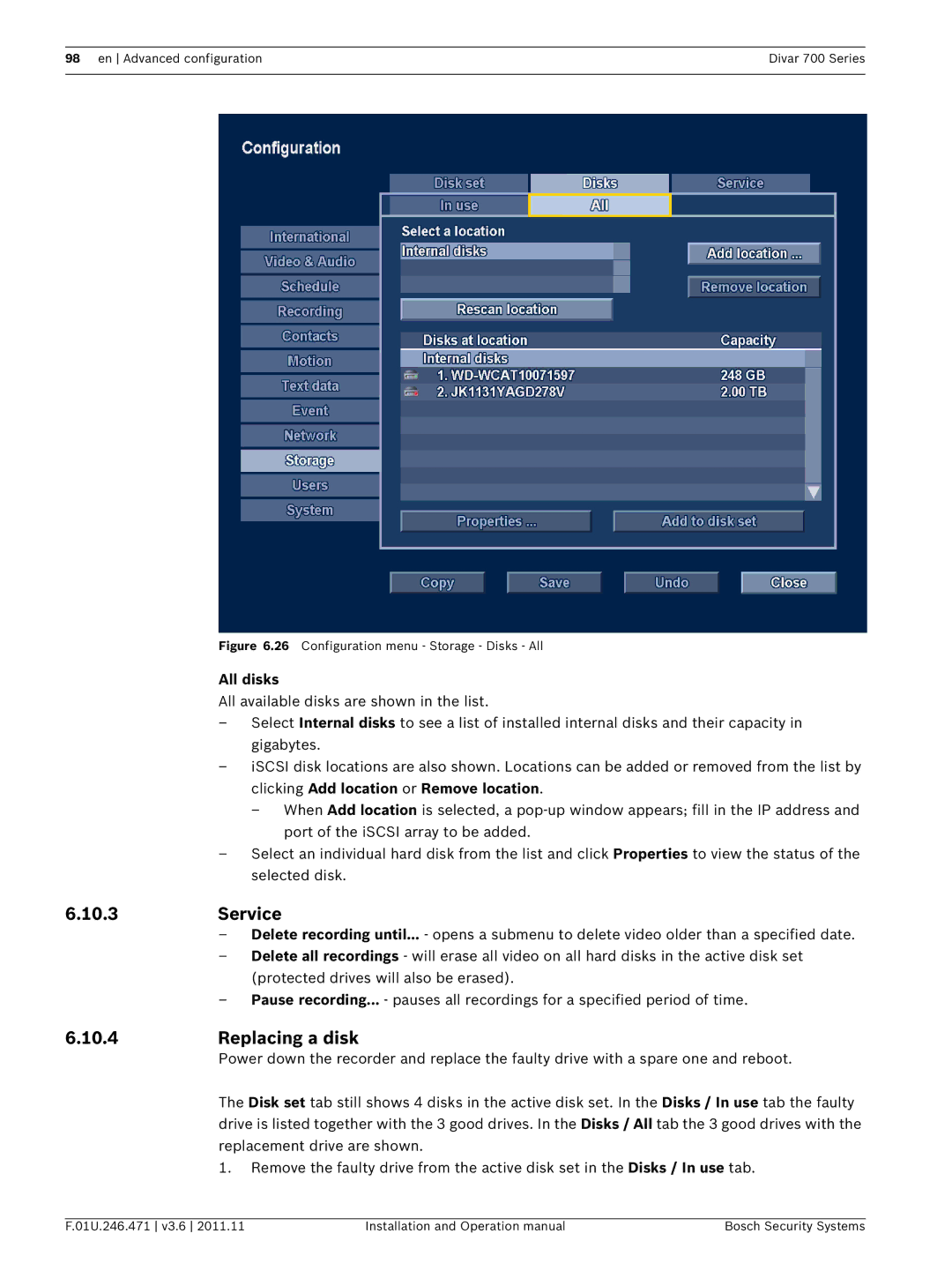 Bosch Appliances 700 operation manual 10.3Service, Replacing a disk, All disks 