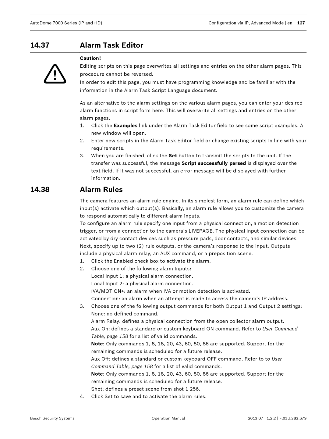 Bosch Appliances 7000 manual Alarm Task Editor, Alarm Rules 