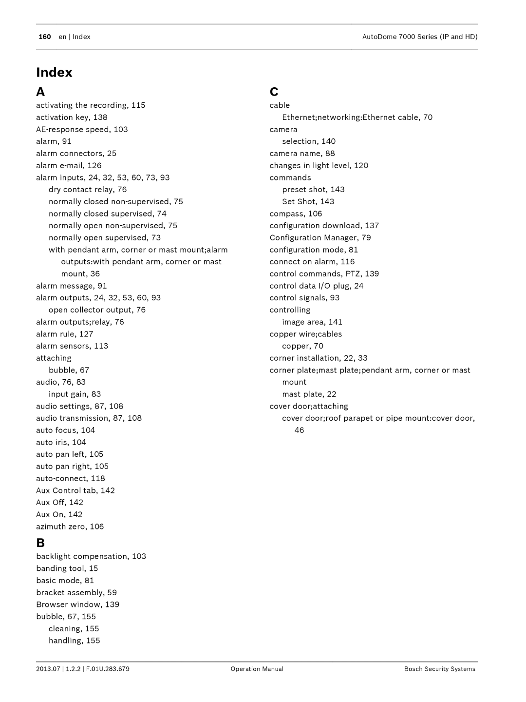 Bosch Appliances 7000 manual Index 