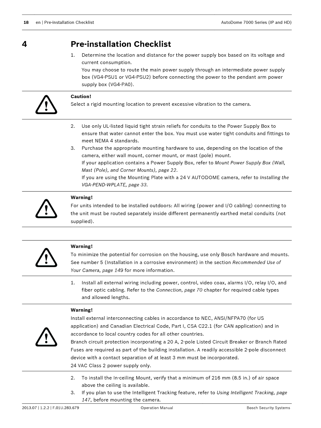 Bosch Appliances 7000 manual 4Pre-installation Checklist 