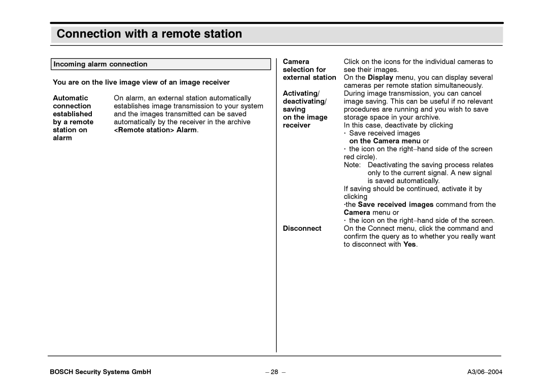 Bosch Appliances 7.x operating instructions Connection with a remote station 