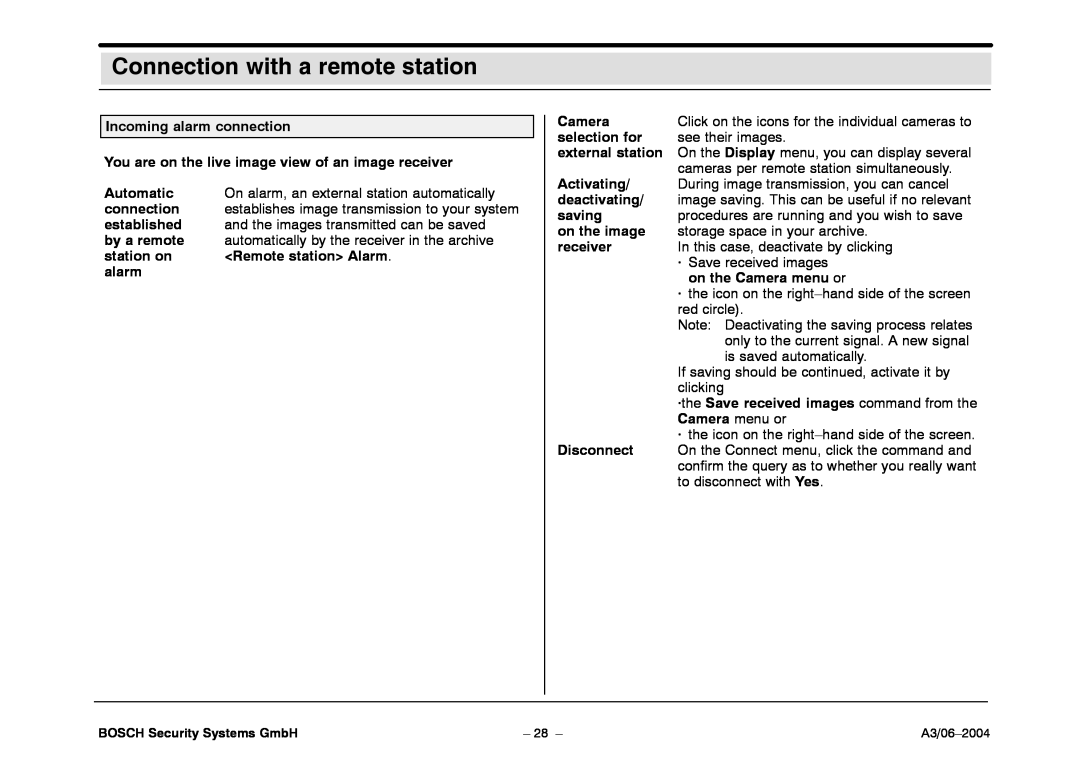 Bosch Appliances 7.x operating instructions Connection with a remote station 
