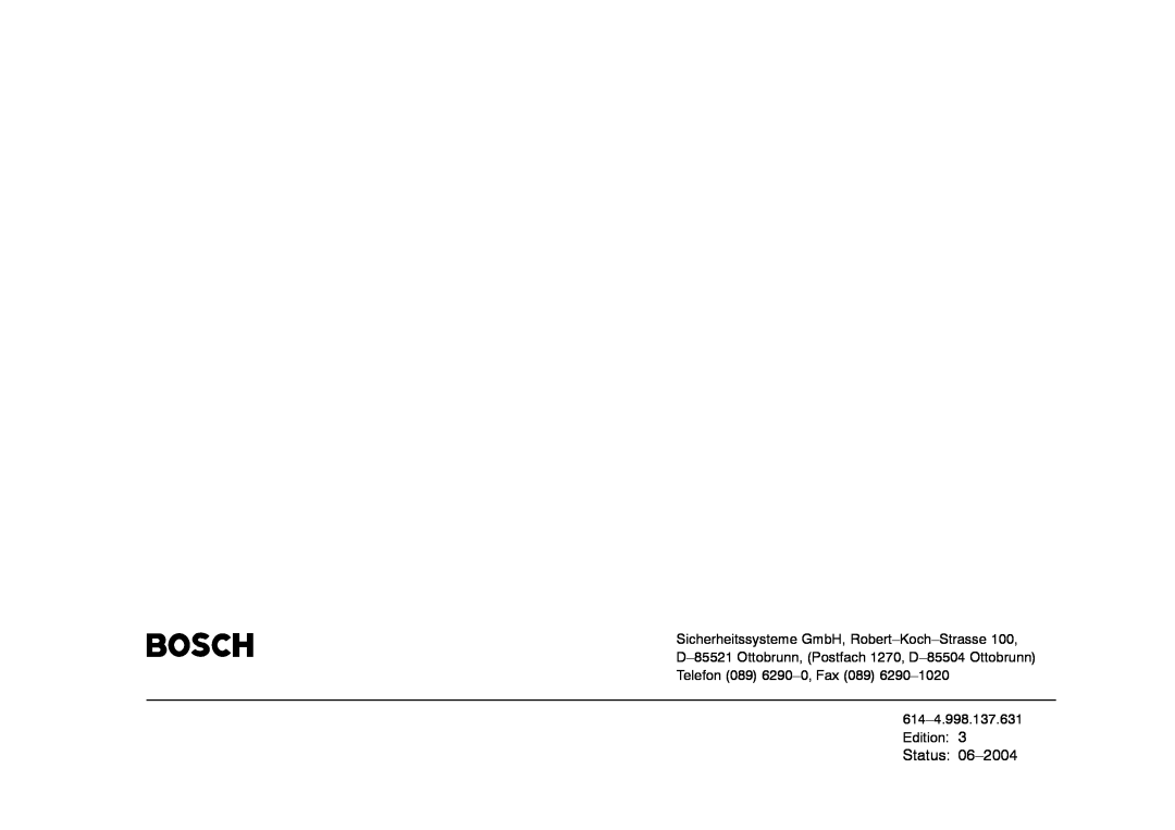 Bosch Appliances 7.x operating instructions Status, Edition 