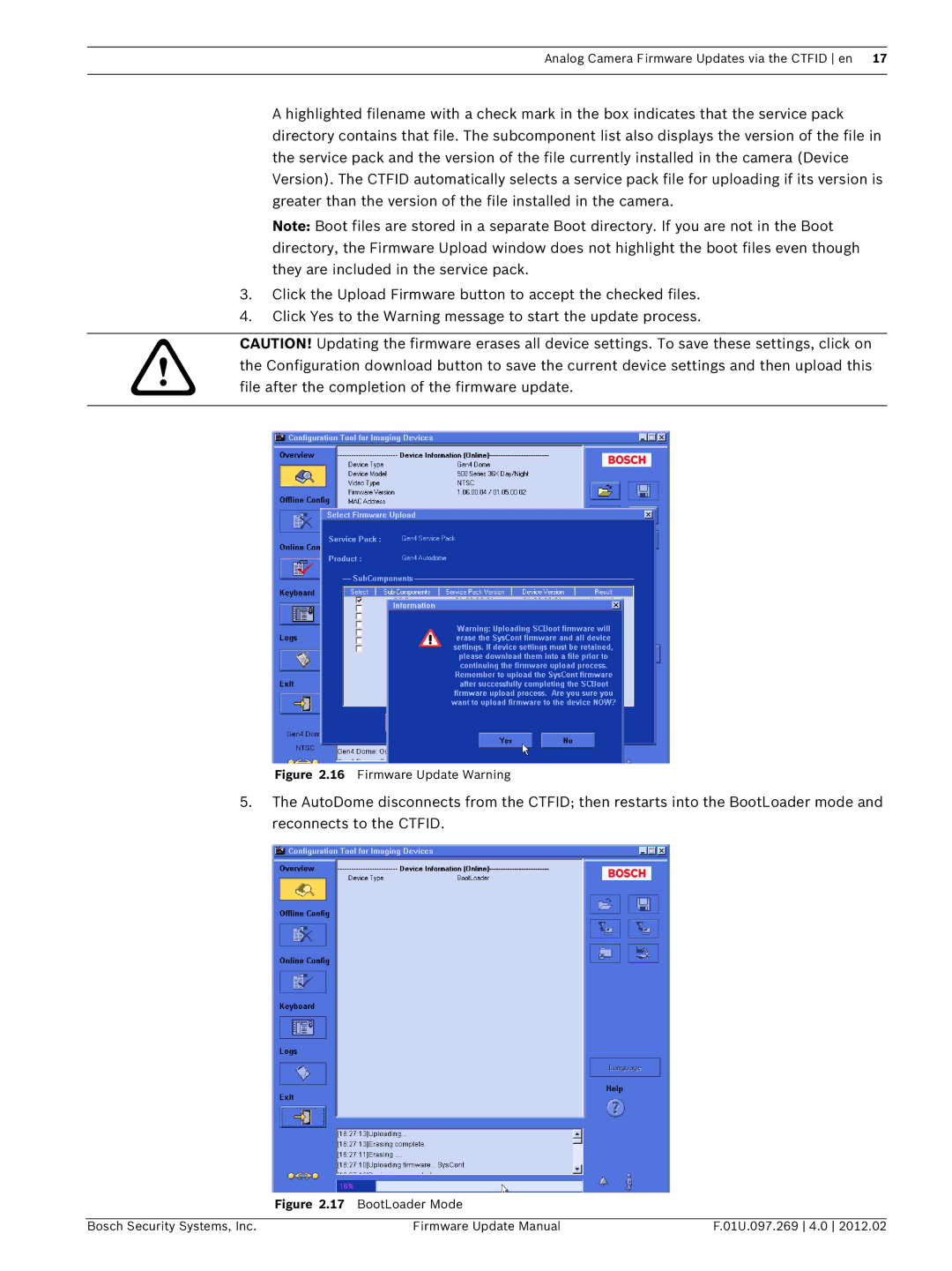 Bosch Appliances 100, 800, 700, 600 user manual Firmware Update Warning 