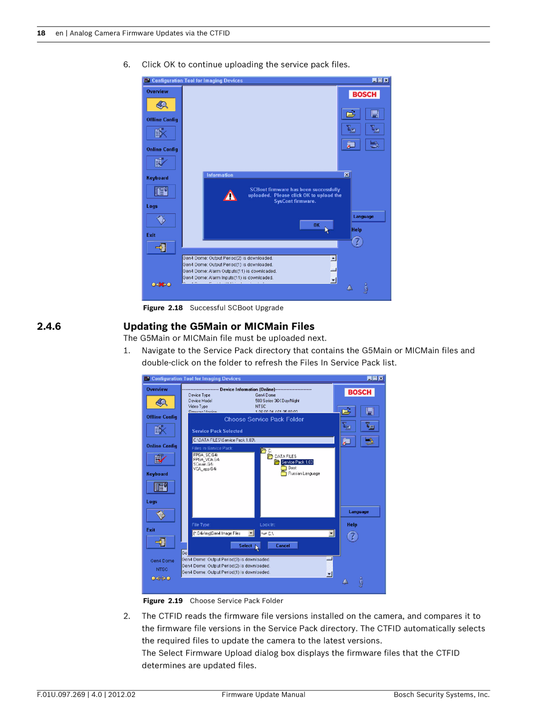 Bosch Appliances 700, 800, 100, 600 user manual Updating the G5Main or MICMain Files, Successful SCBoot Upgrade 