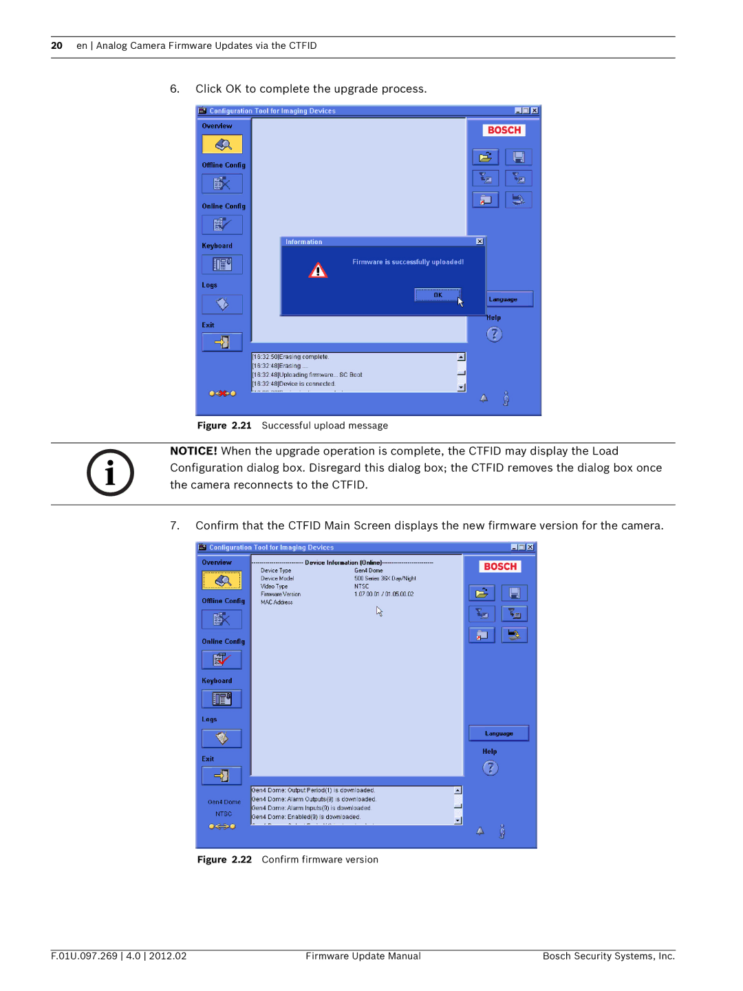 Bosch Appliances 800, 100, 700, 600 user manual Click OK to complete the upgrade process 