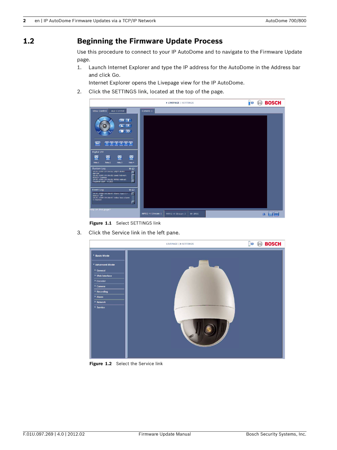 Bosch Appliances 700, 800, 100, 600 user manual Beginning the Firmware Update Process, Select Settings link 