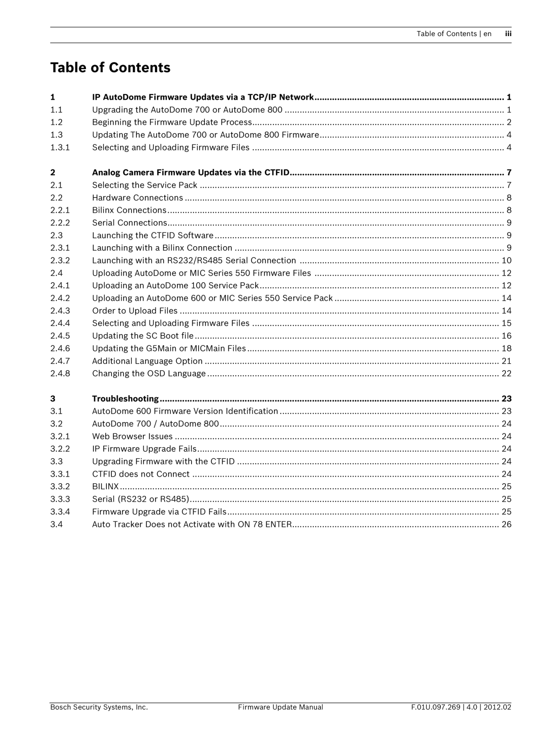 Bosch Appliances 600, 800, 100, 700 manual Table of Contents 