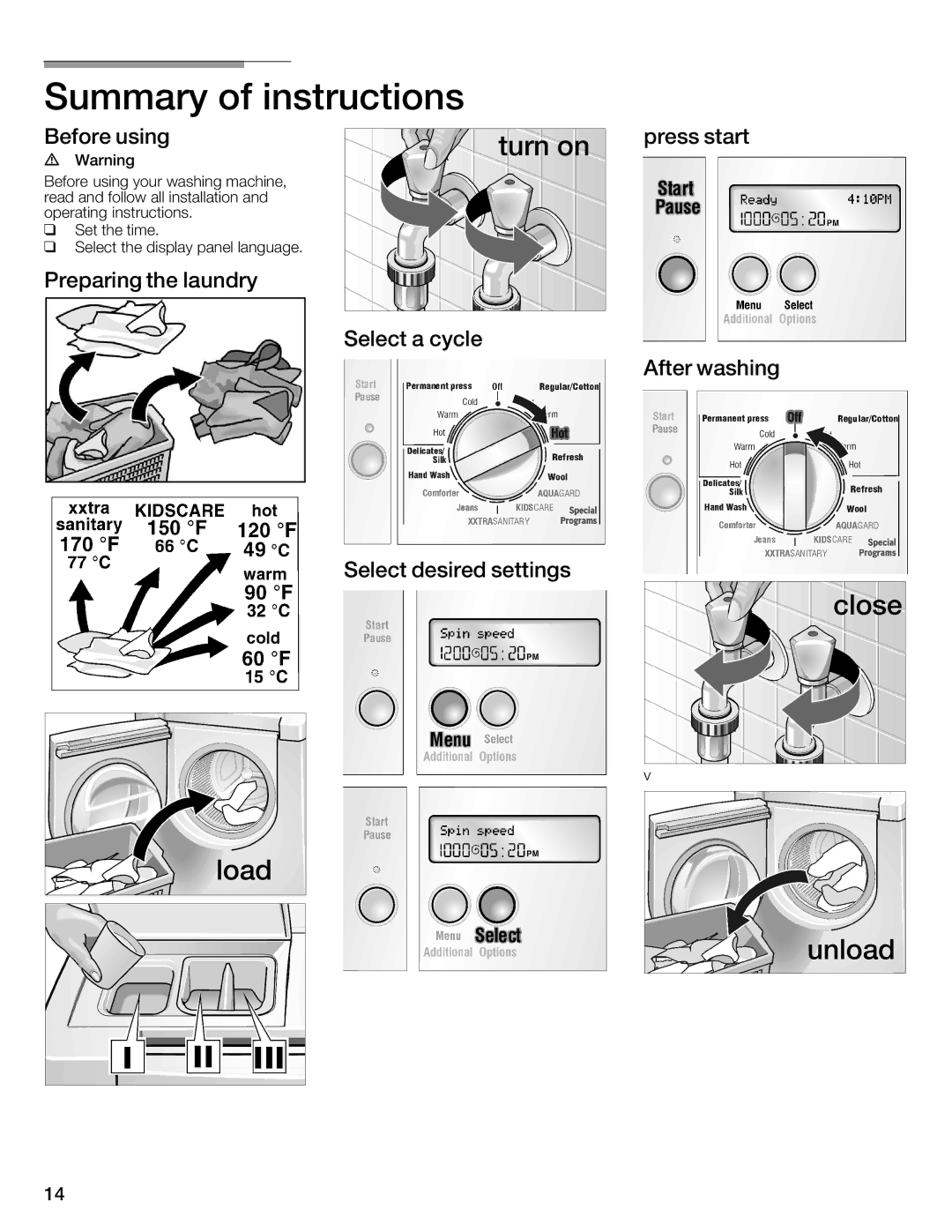 Bosch Appliances 800 Series manual Summary of instructions, Before using 