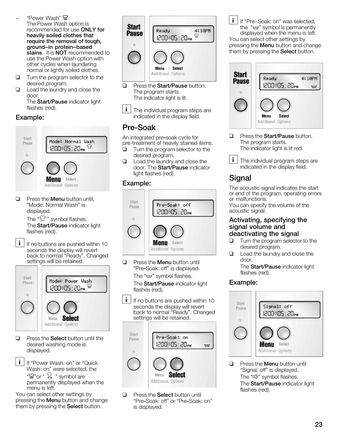 Bosch Appliances 800 Series manual PrecSoak, Signal 