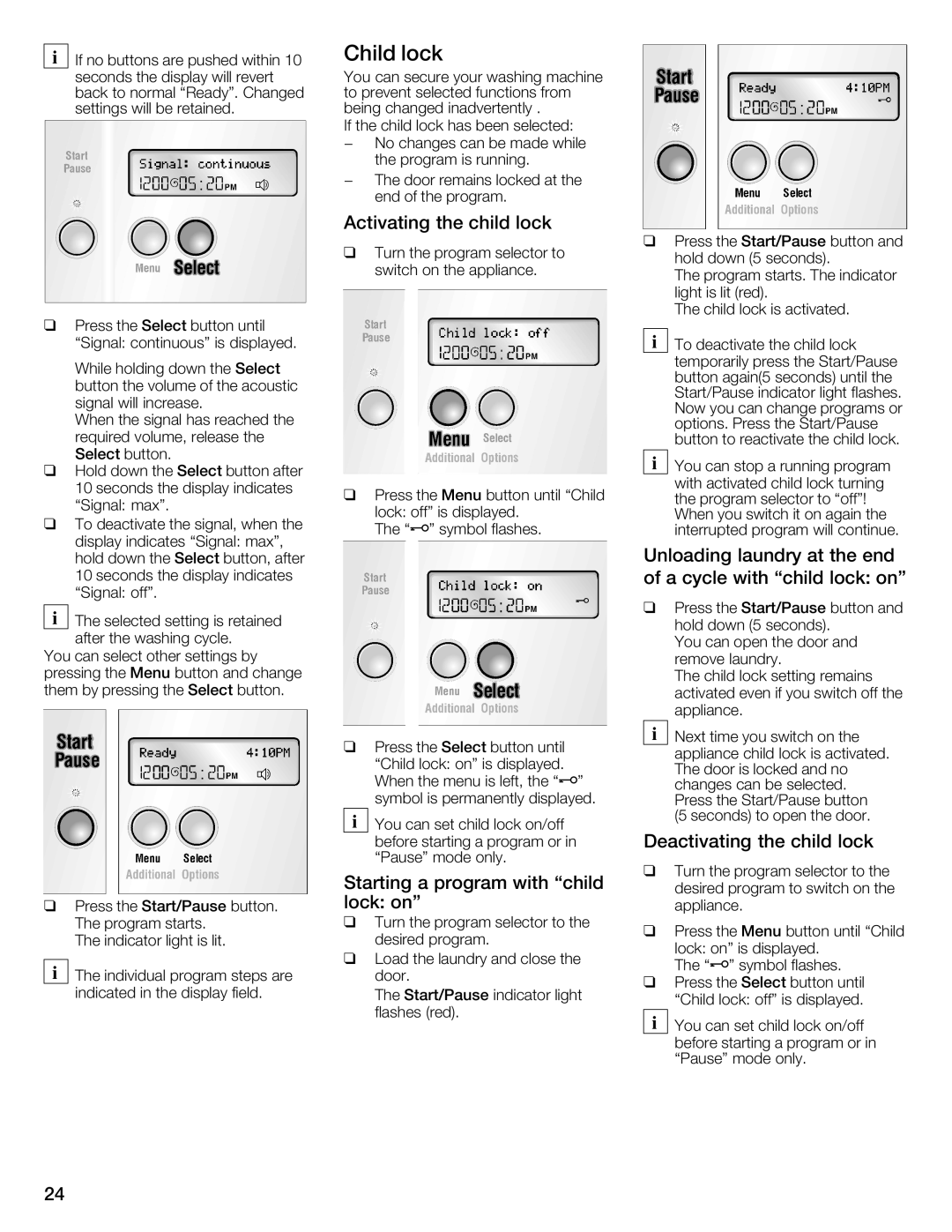 Bosch Appliances 800 Series manual Child Lock 