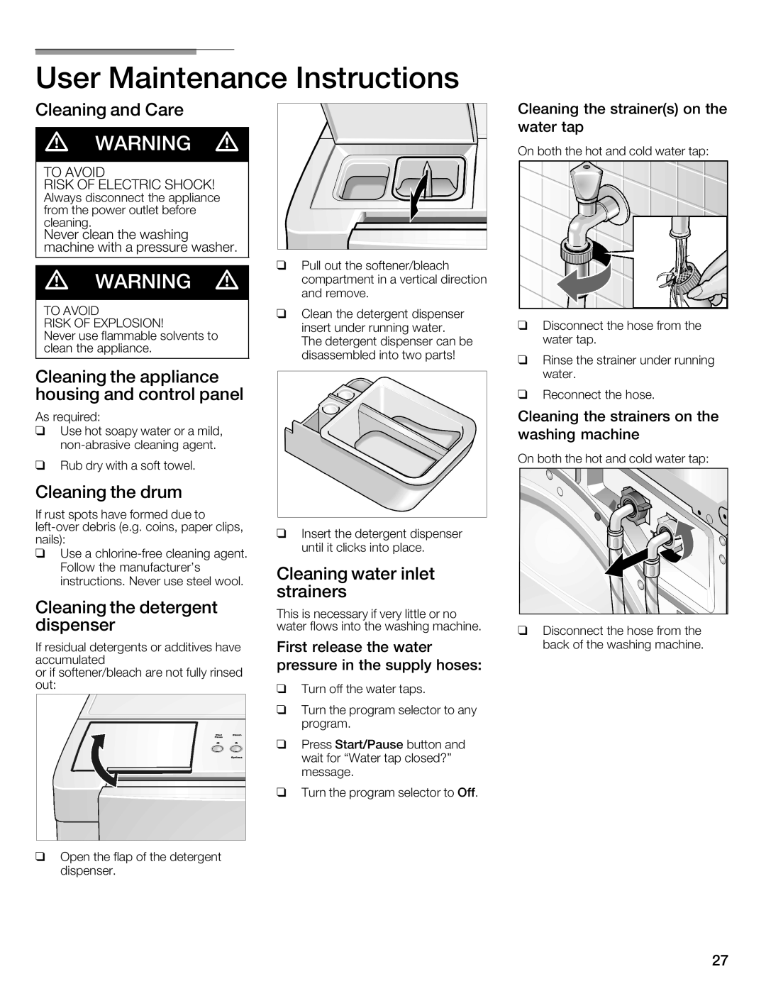 Bosch Appliances 800 Series manual User Maintenance Instructions 