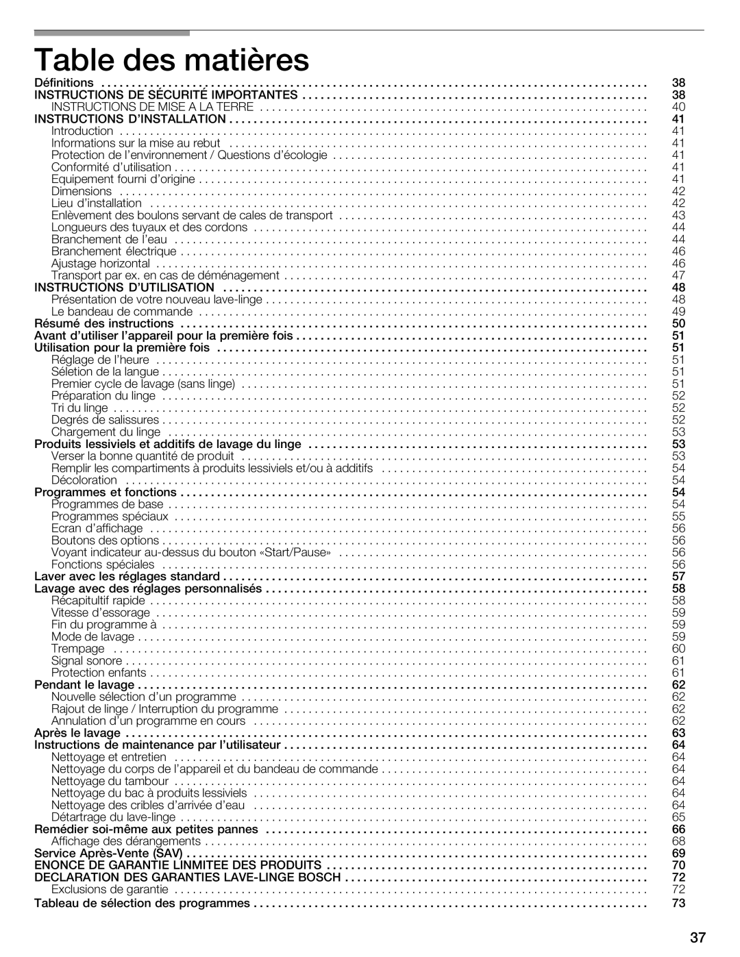 Bosch Appliances 800 Series Instructions DE Sécurité Importantes, Instructions Dinstallation, Instructions Dutilisation 