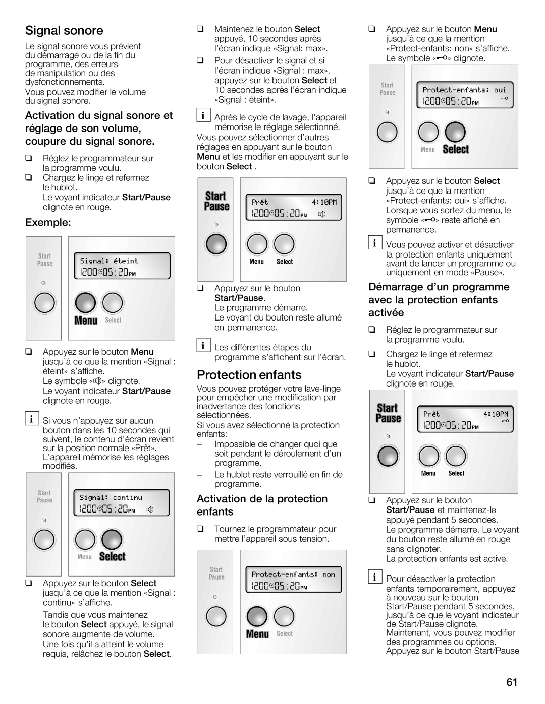 Bosch Appliances 800 Series manual Signal sonore, Protection Enfants 