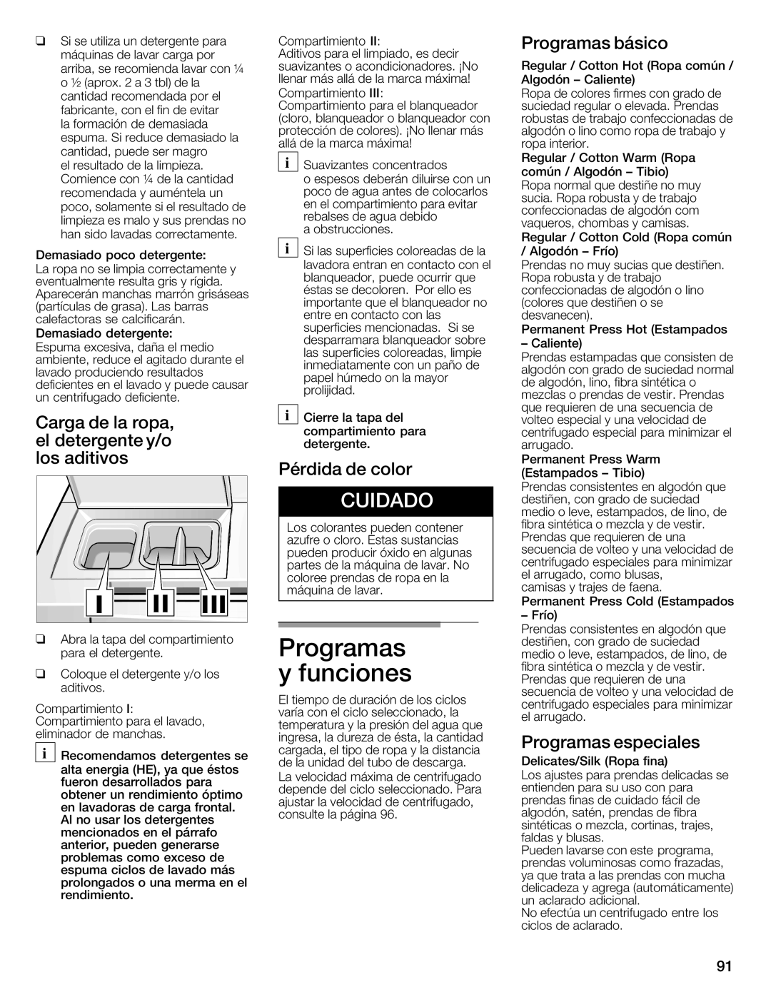 Bosch Appliances 800 Series manual Programas, Ybfunciones 