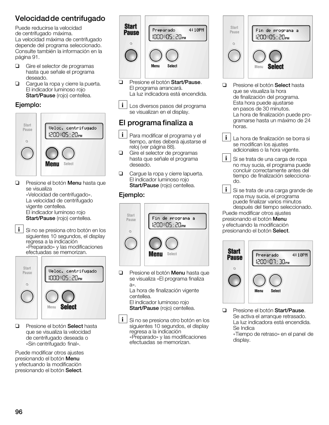 Bosch Appliances 800 Series manual Velocidad de centrifugado, El programa Finaliza 