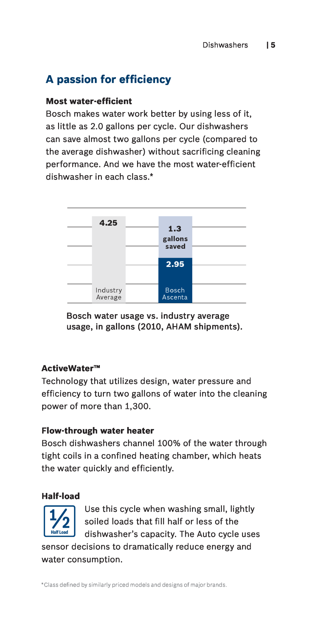 Bosch Appliances 800 Series manual A passion for efficiency, Most water-efficient, ActiveWater, Flow-through water heater 