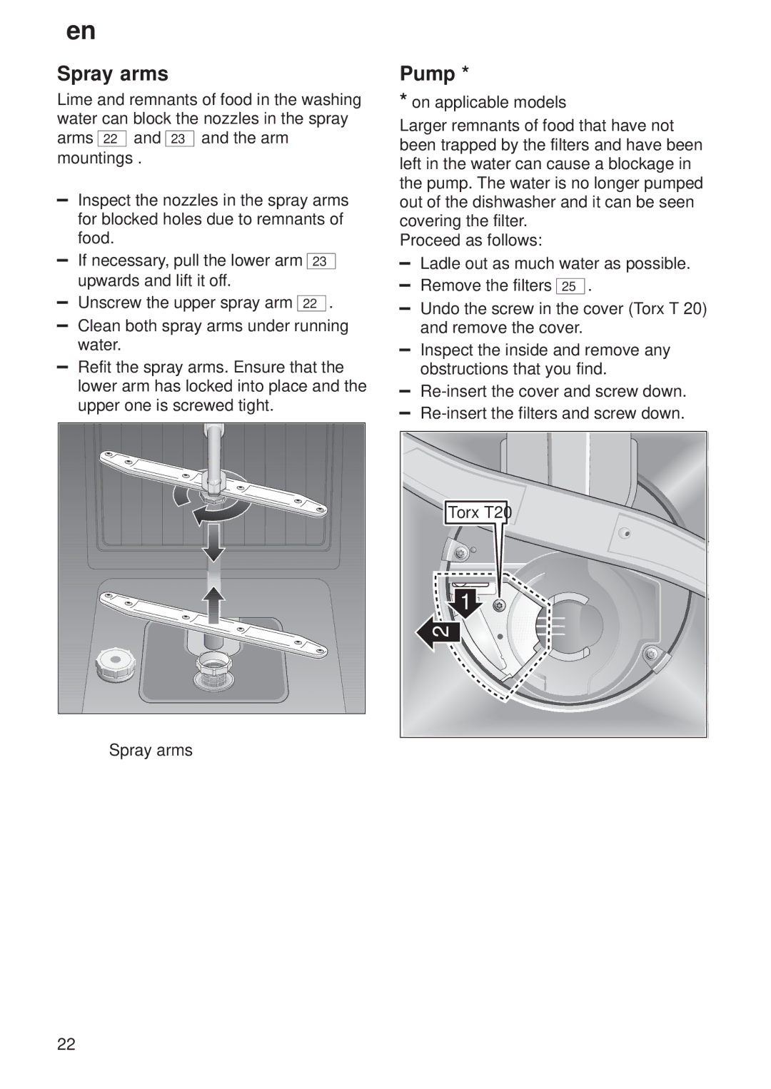 Bosch Appliances 9000 035918 (8406 0) manual Spray arms, Pump 