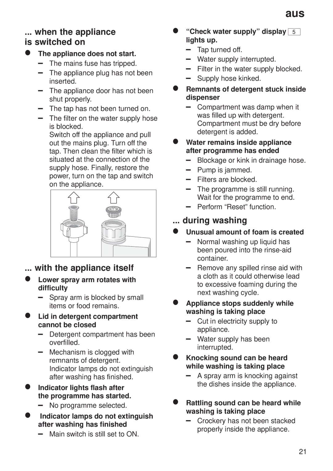 Bosch Appliances 9000065778(8503) manual When the appliance is switched on, With the appliance itself, During washing 