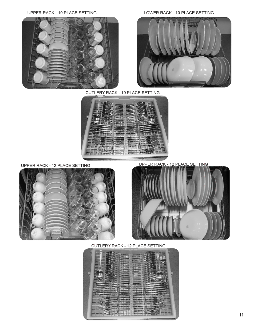 Bosch Appliances 9000373507 manual Lower Rack 10 Place Setting 