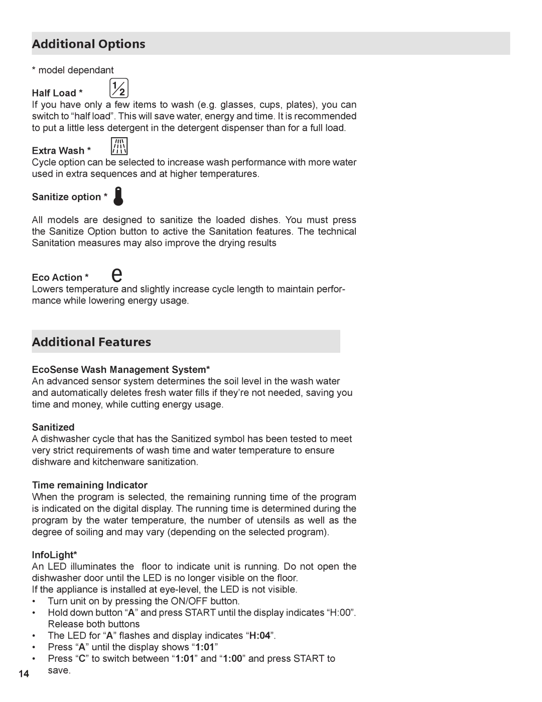 Bosch Appliances 9000373507 manual Additional Options, Additional Features 