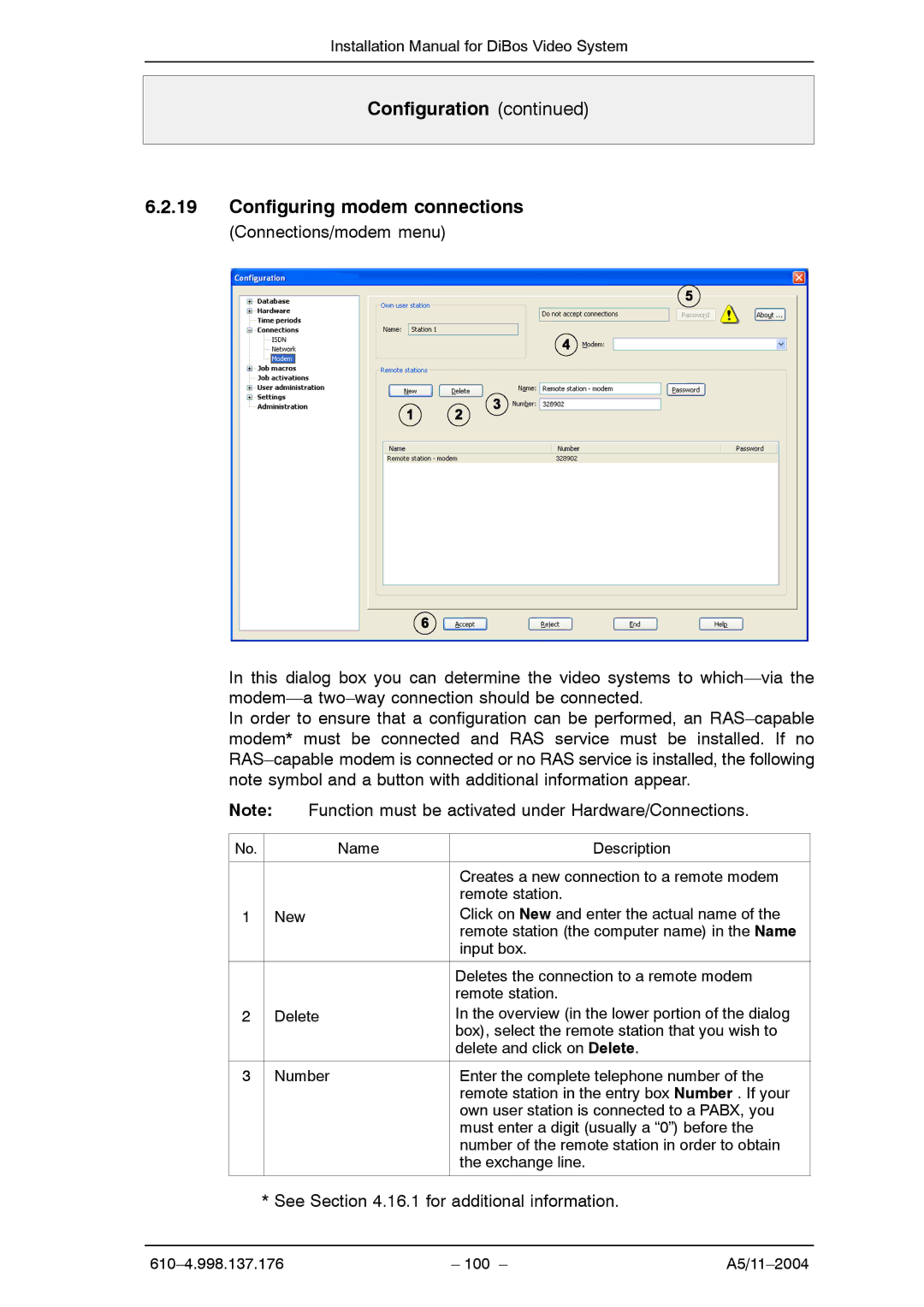 Bosch Appliances A5 installation manual Configuration Configuring modem connections 