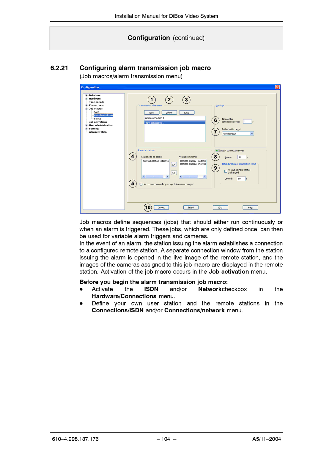 Bosch Appliances A5 installation manual Configuration Configuring alarm transmission job macro 