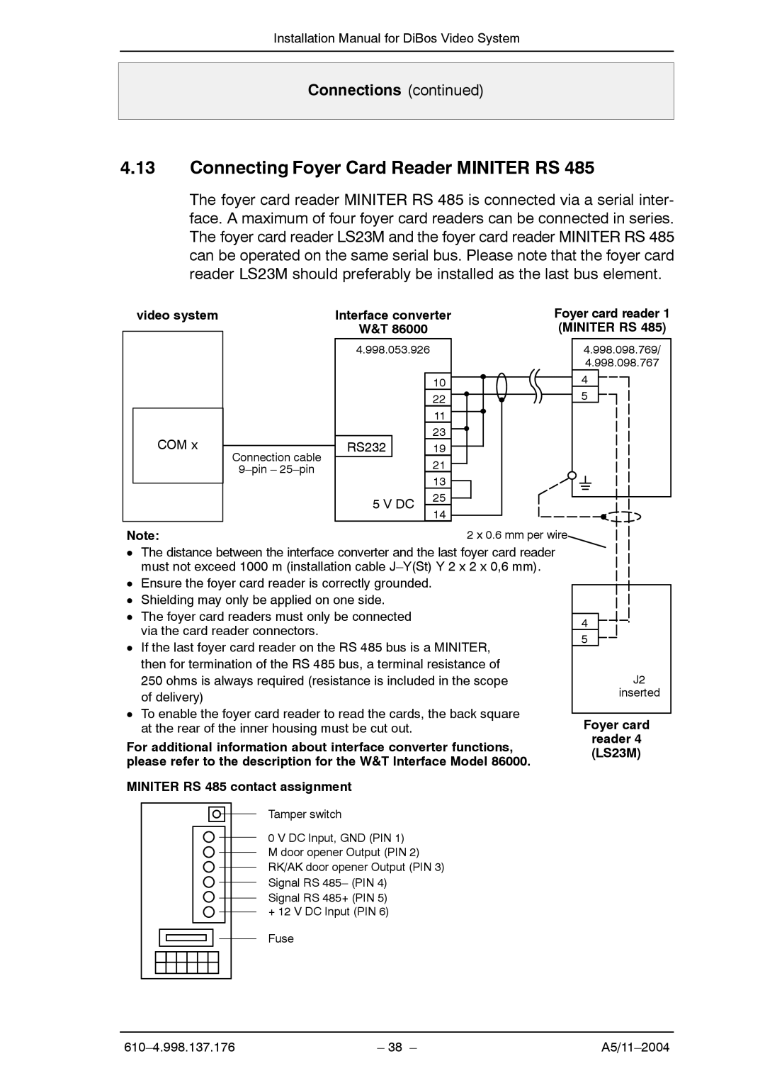 Bosch Appliances A5 Connecting Foyer Card Reader Miniter RS, Interface converter, Foyer card reader 1 Miniter RS 