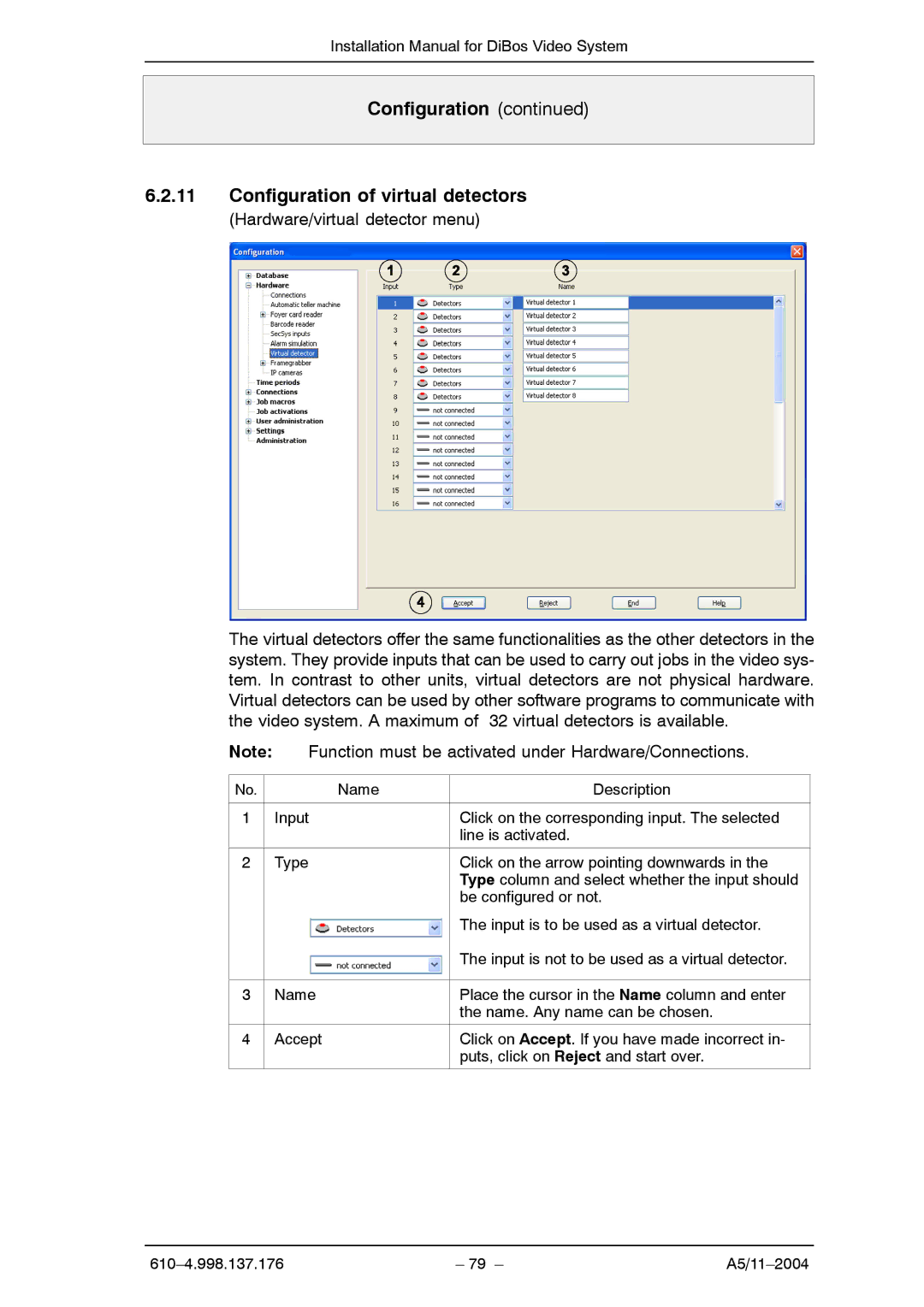 Bosch Appliances A5 installation manual Configuration Configuration of virtual detectors 