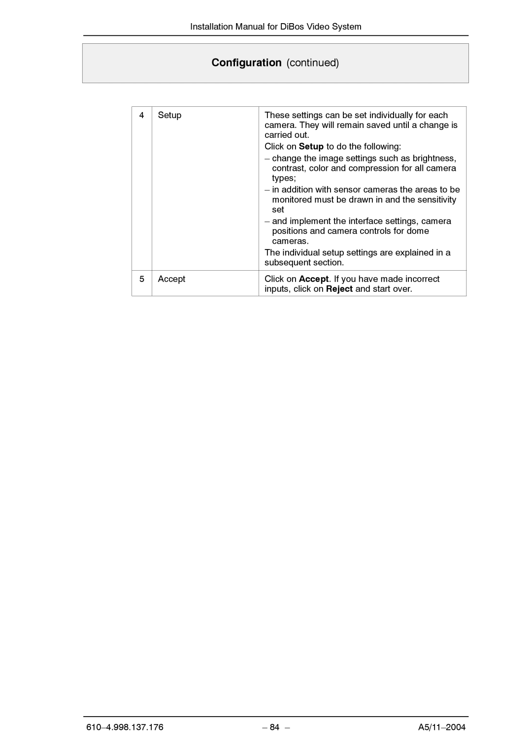 Bosch Appliances A5 installation manual Configuration 