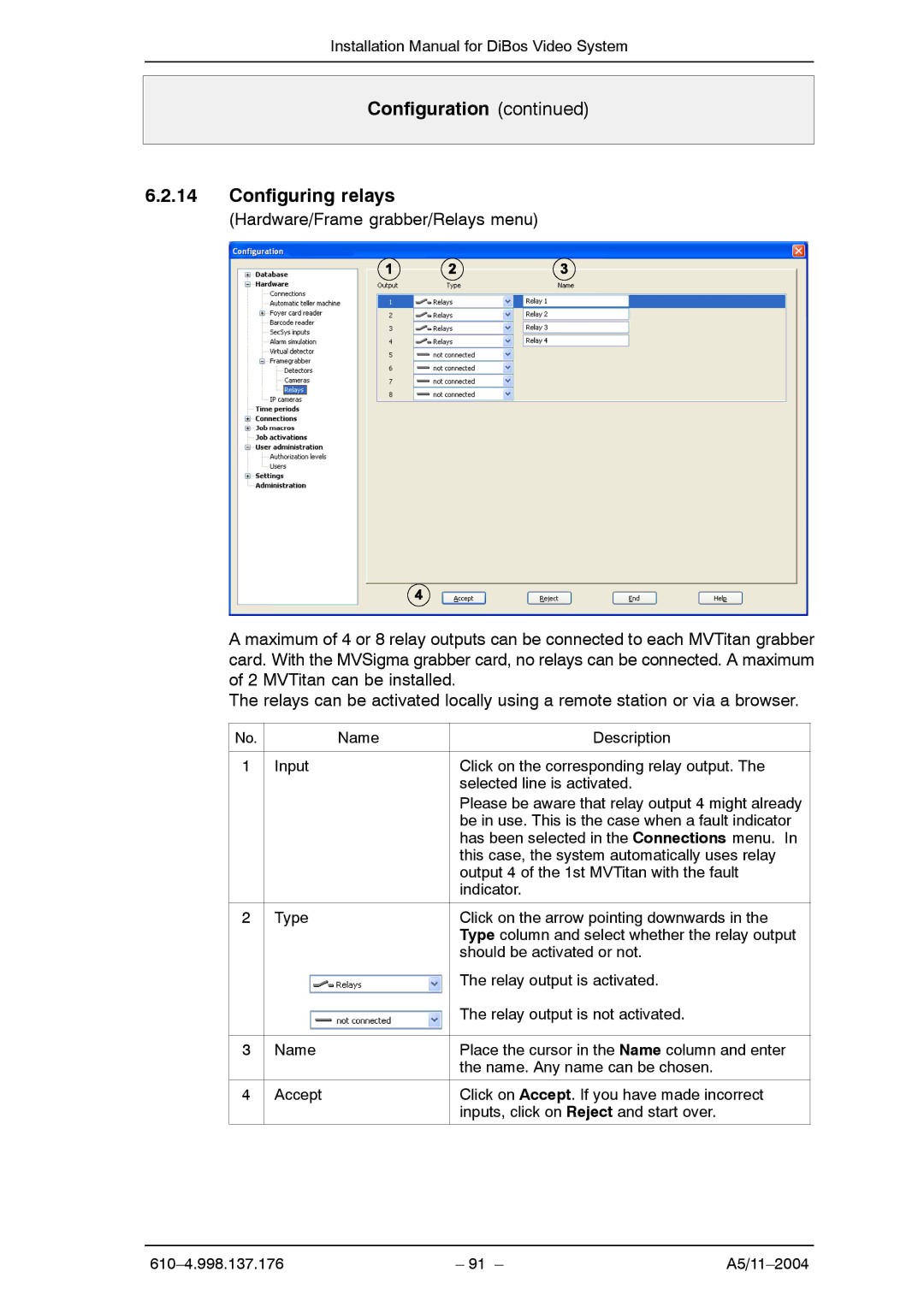 Bosch Appliances A5 installation manual Configuration Configuring relays 