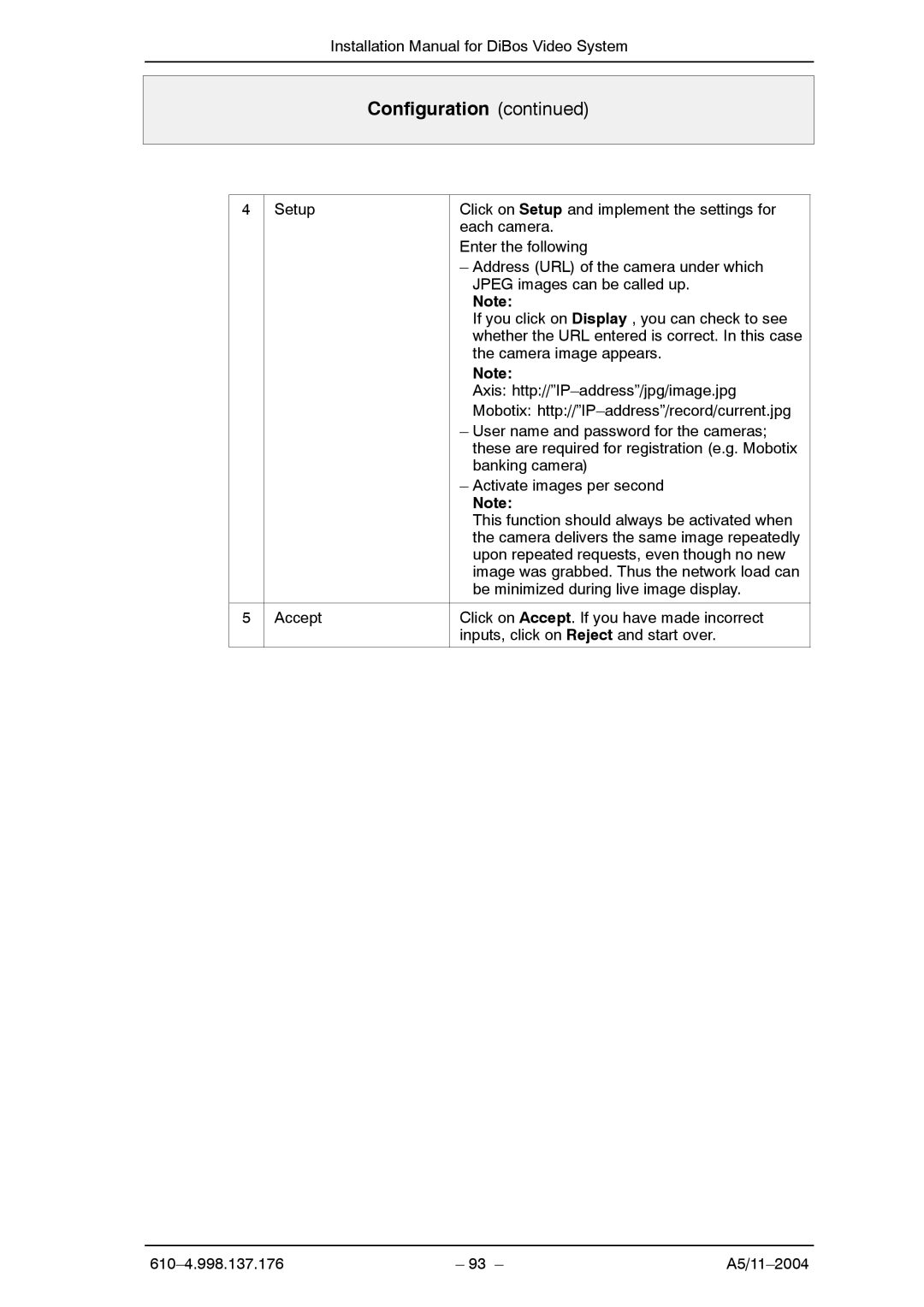 Bosch Appliances A5 installation manual Configuration 