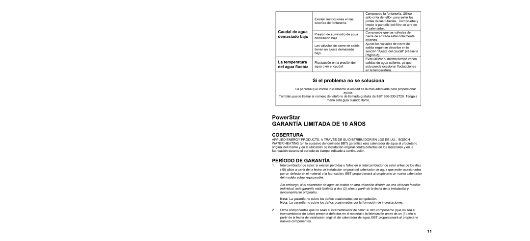 Bosch Appliances AE115 warranty PowerStar, Si el problema no se soluciona 