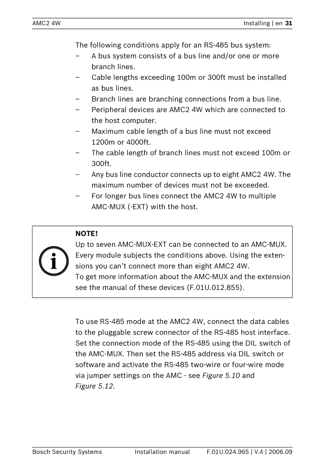 Bosch Appliances APC-AMC2-4WCF, APC-AMC2-4WUS installation manual AMC2 4W 