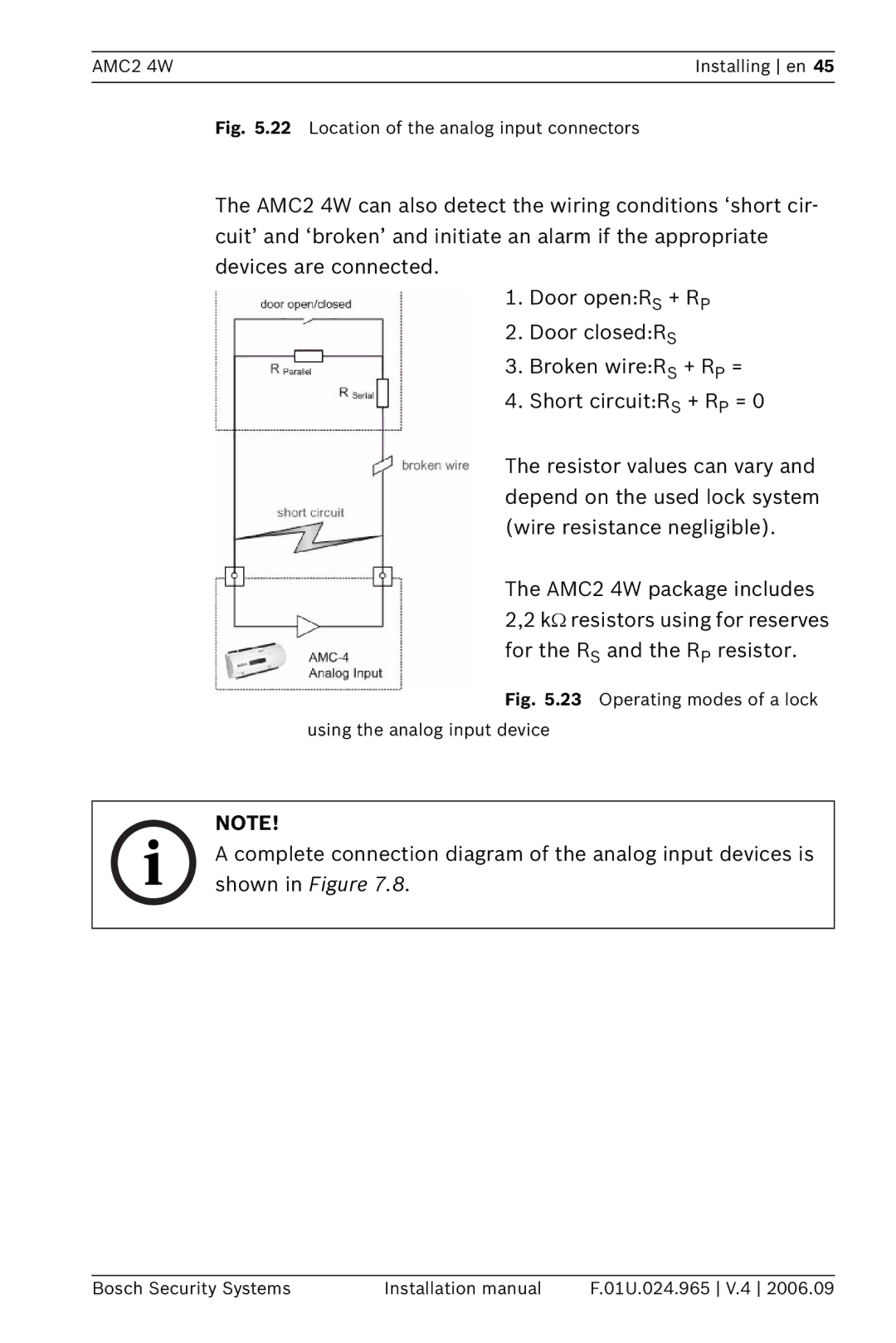 Bosch Appliances APC-AMC2-4WUS, APC-AMC2-4WCF installation manual Complete connection diagram of the analog input devices is 