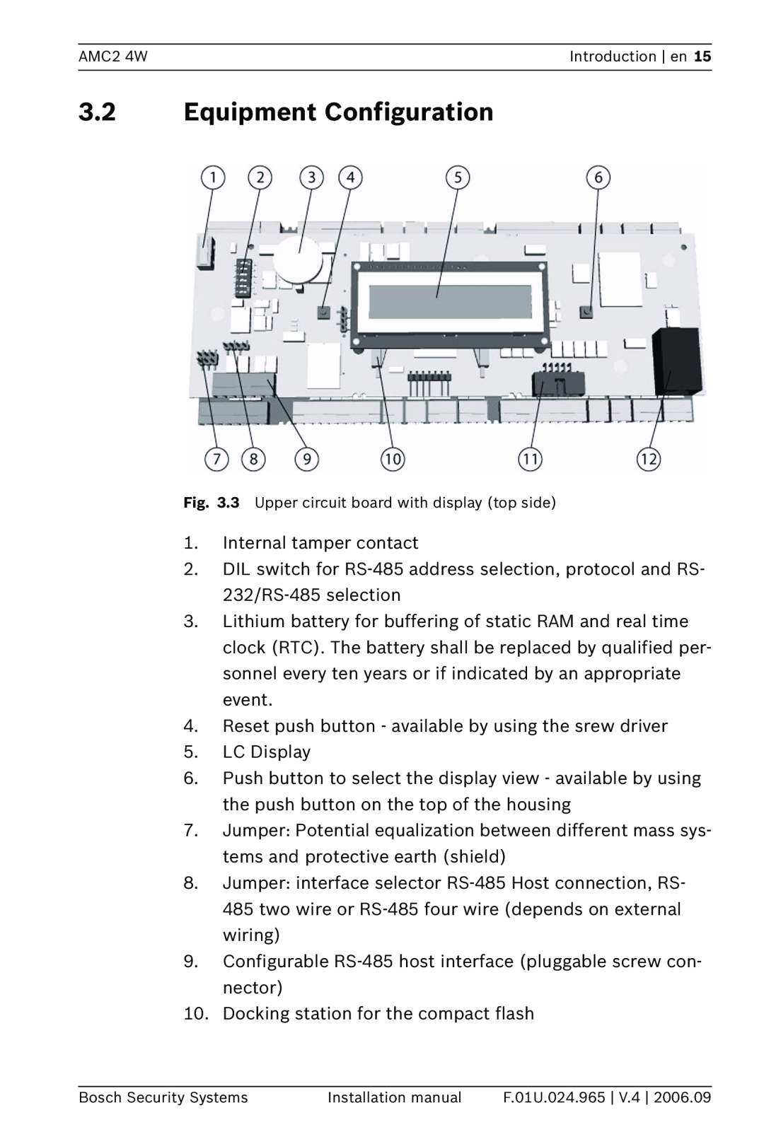 Bosch Appliances APC-AMC2-4WUS, APC-AMC2-4WCF installation manual 3.2Equipment Configuration 