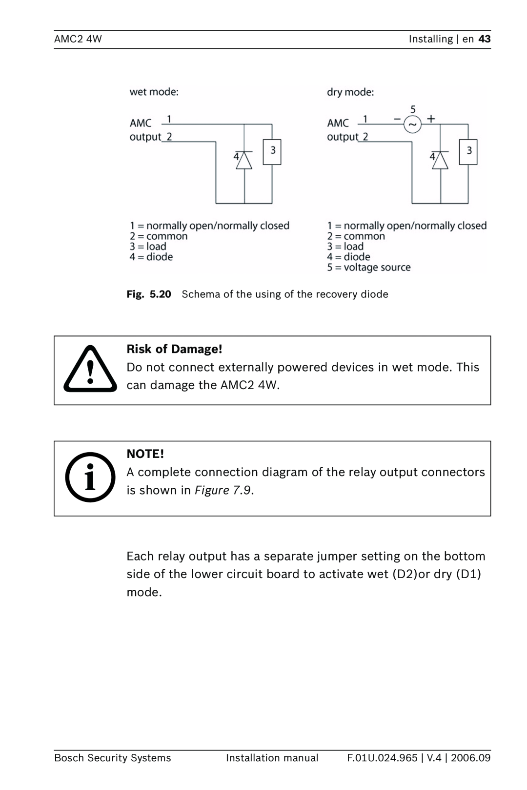 Bosch Appliances APC-AMC2-4WCF, APC-AMC2-4WUS installation manual Risk of Damage 