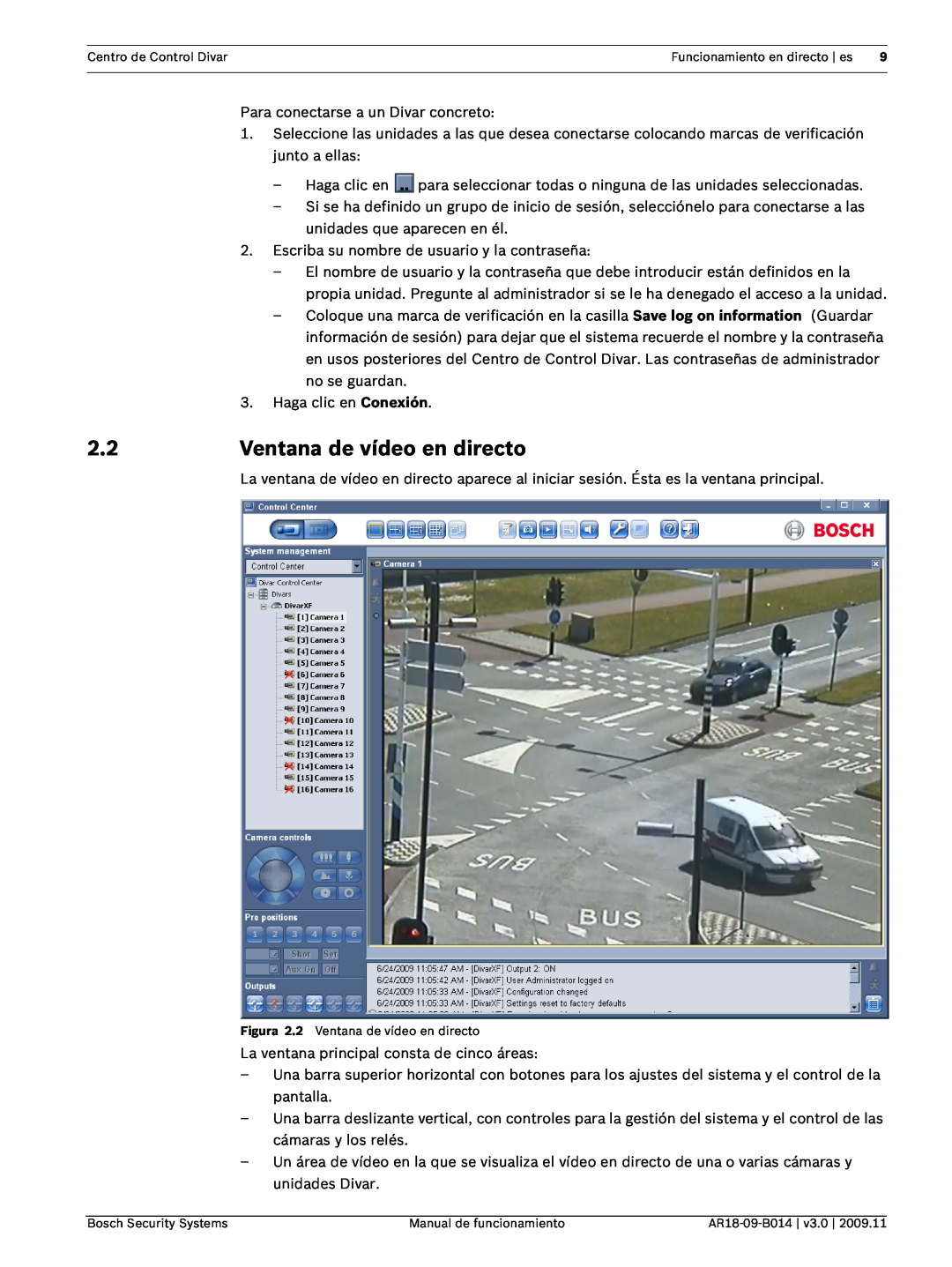 Bosch Appliances AR18-09-B014 manual Ventana de vídeo en directo 