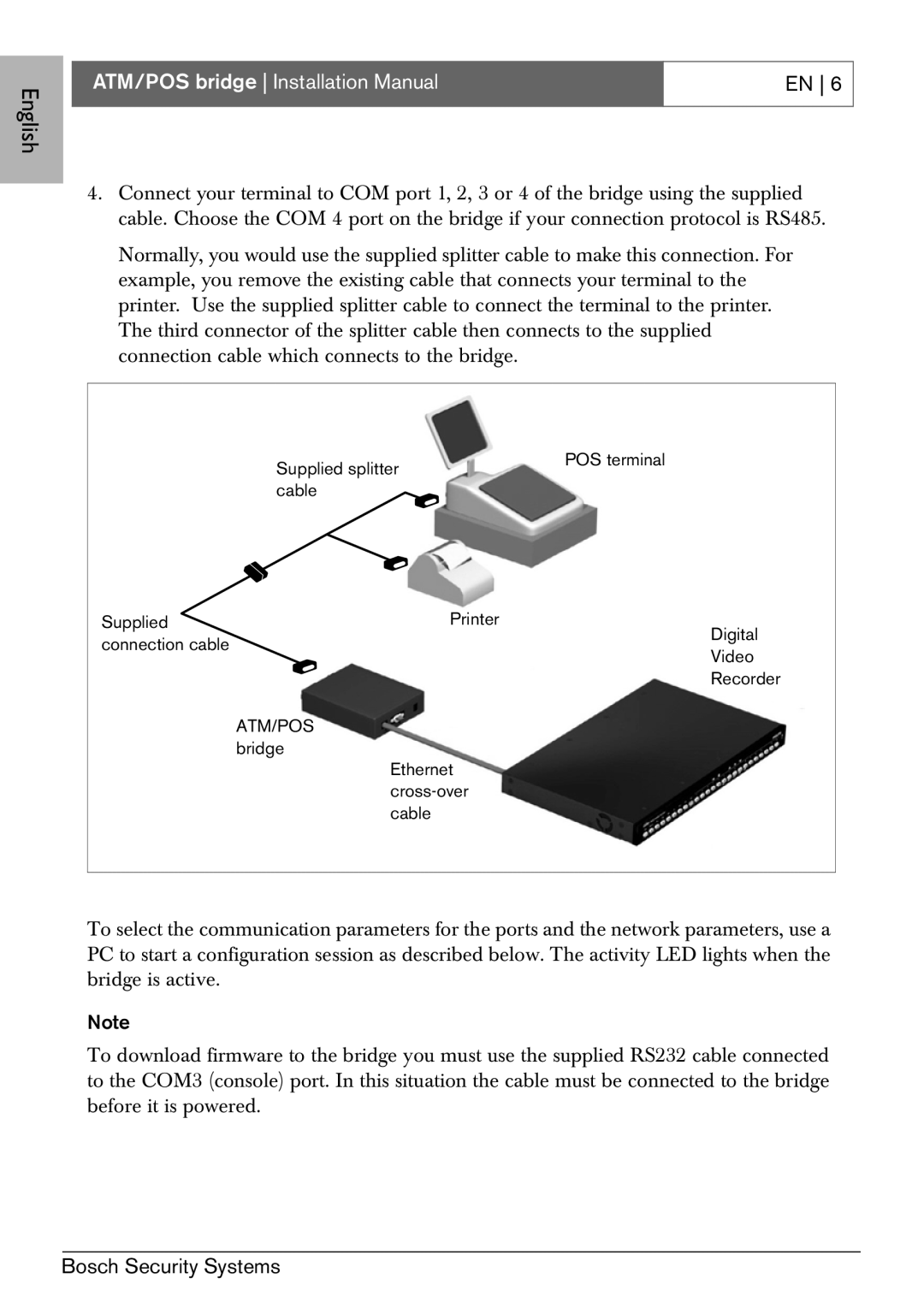 Bosch Appliances ATM/POS Bridge installation manual ATM/POS bridge 