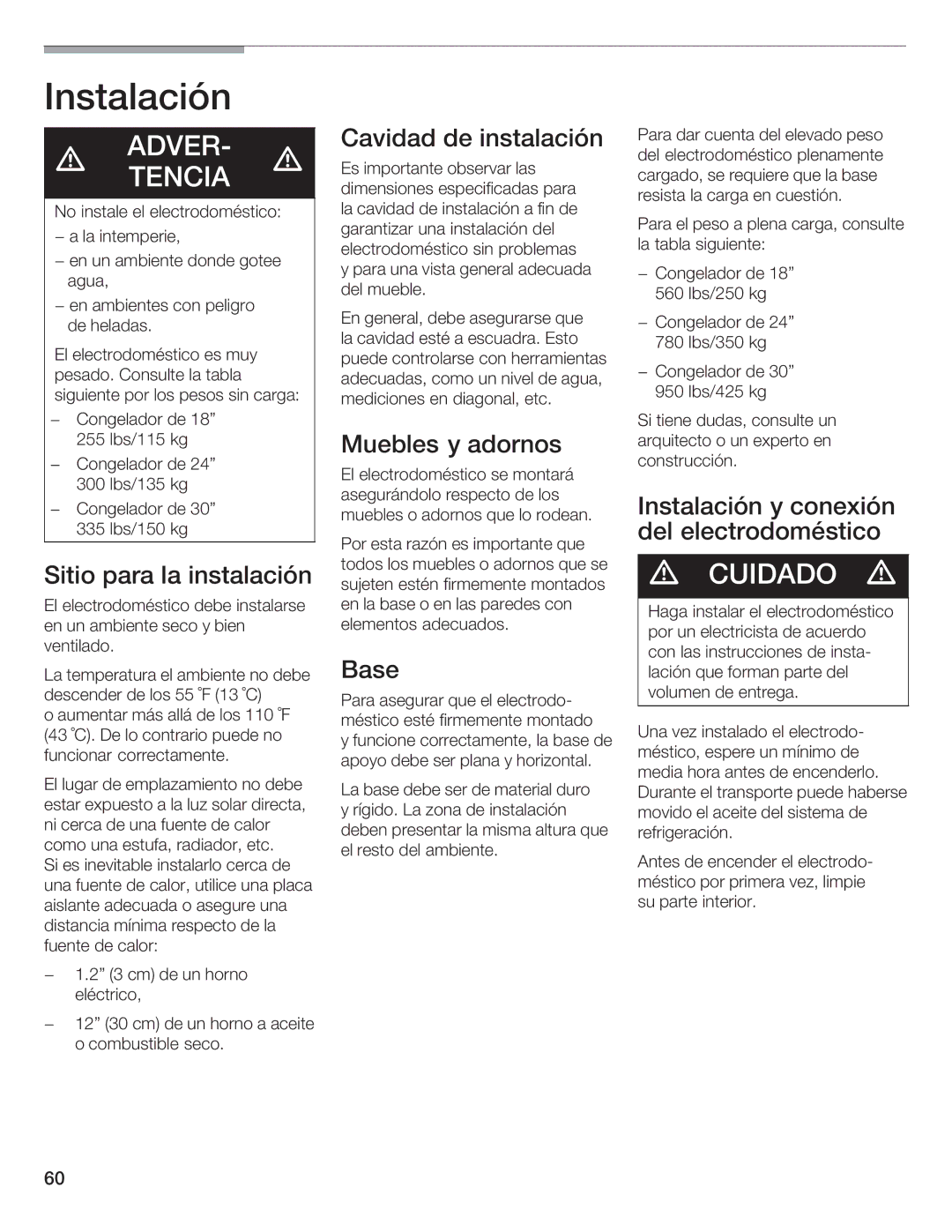 Bosch Appliances B24IF, B30IF, B24ID, B18ID, B18IF manual 