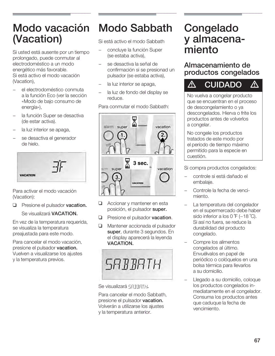 Bosch Appliances B24ID, B24IF, B30IF, B18ID, B18IF manual Sabbath 