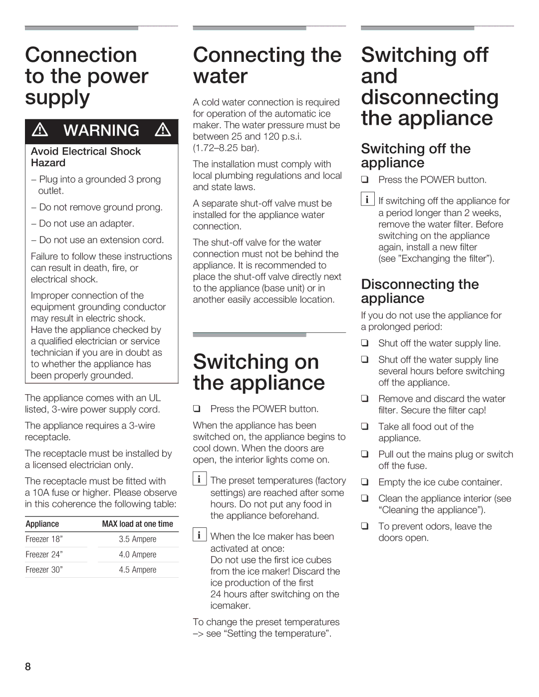 Bosch Appliances B18ID, B24IF, B30IF, B24ID, B18IF manual 