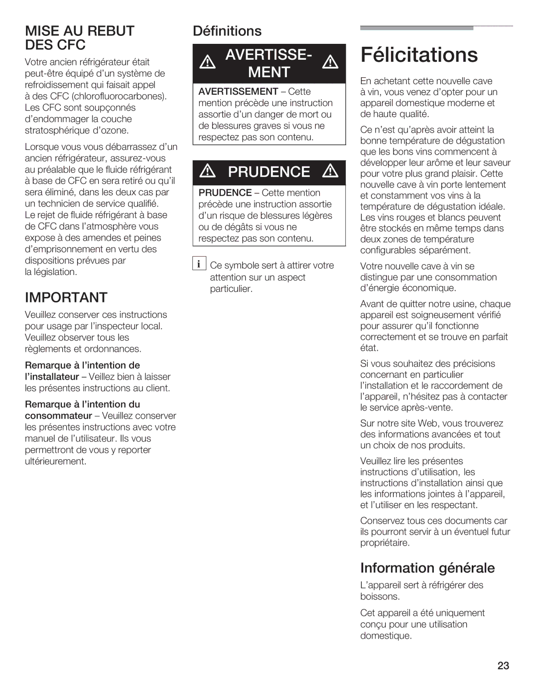 Bosch Appliances B24IW, B18IW manual 